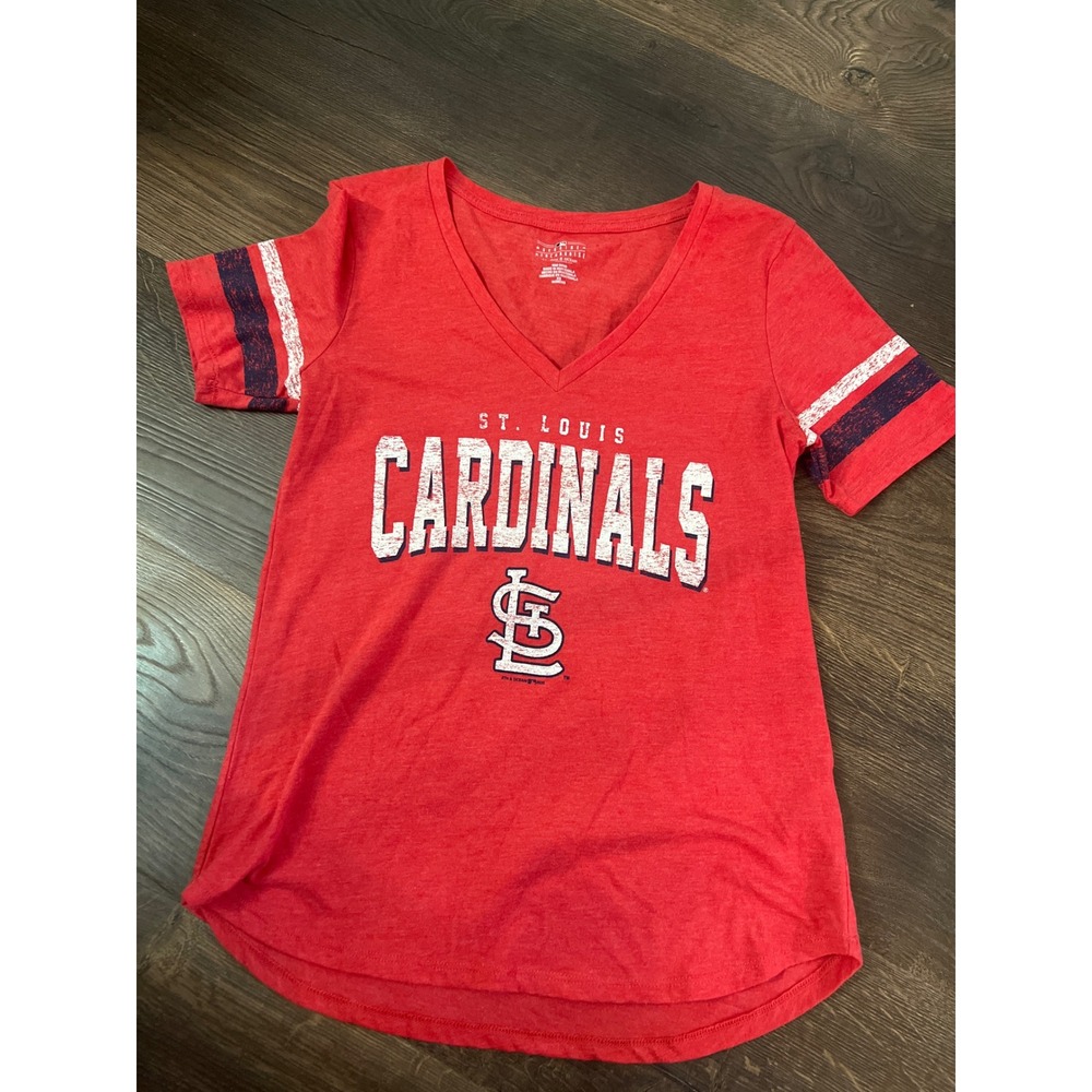 St Louis Cardinals MLB‎ Womens Red V-Neck Graphic T-Shirt 5th & Ocean XS
